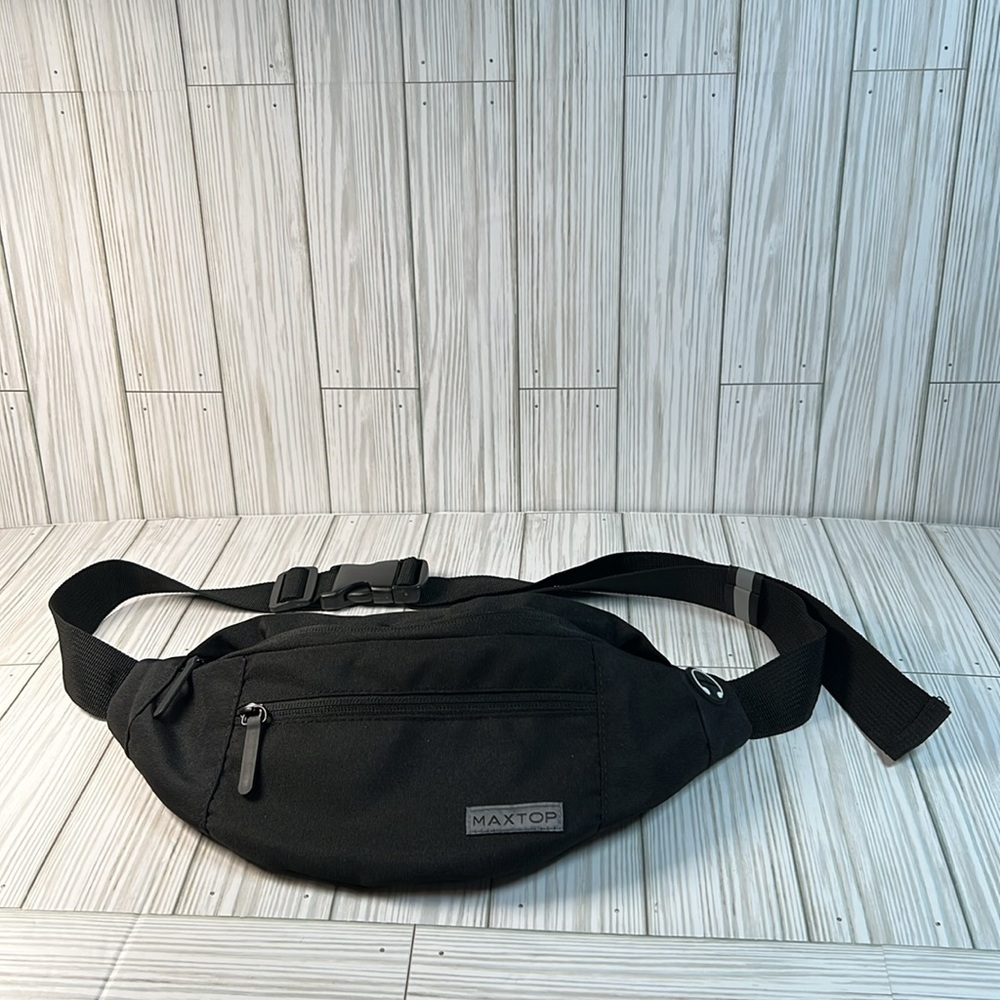MAXTOP‎ Large Crossbody Fanny Pack with 4-Zipper Pockets Black Waist Pack NWOT